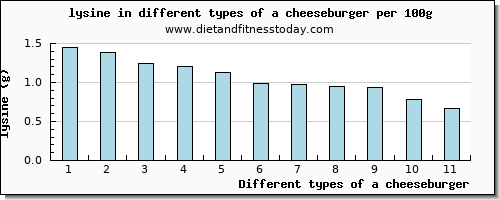 a cheeseburger lysine per 100g